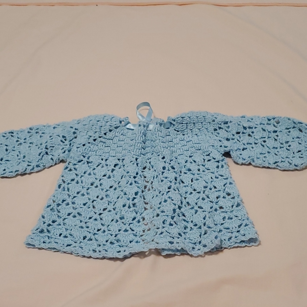 Handmade Blue Baby Sweater - Picture 2 of 7